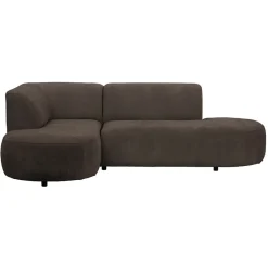 Hoekbank Luna links - stof Rebel - bruin