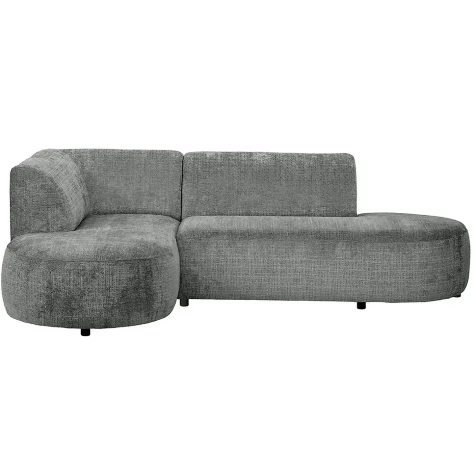 Hoekbank Luna links - stof Cremona - grijs