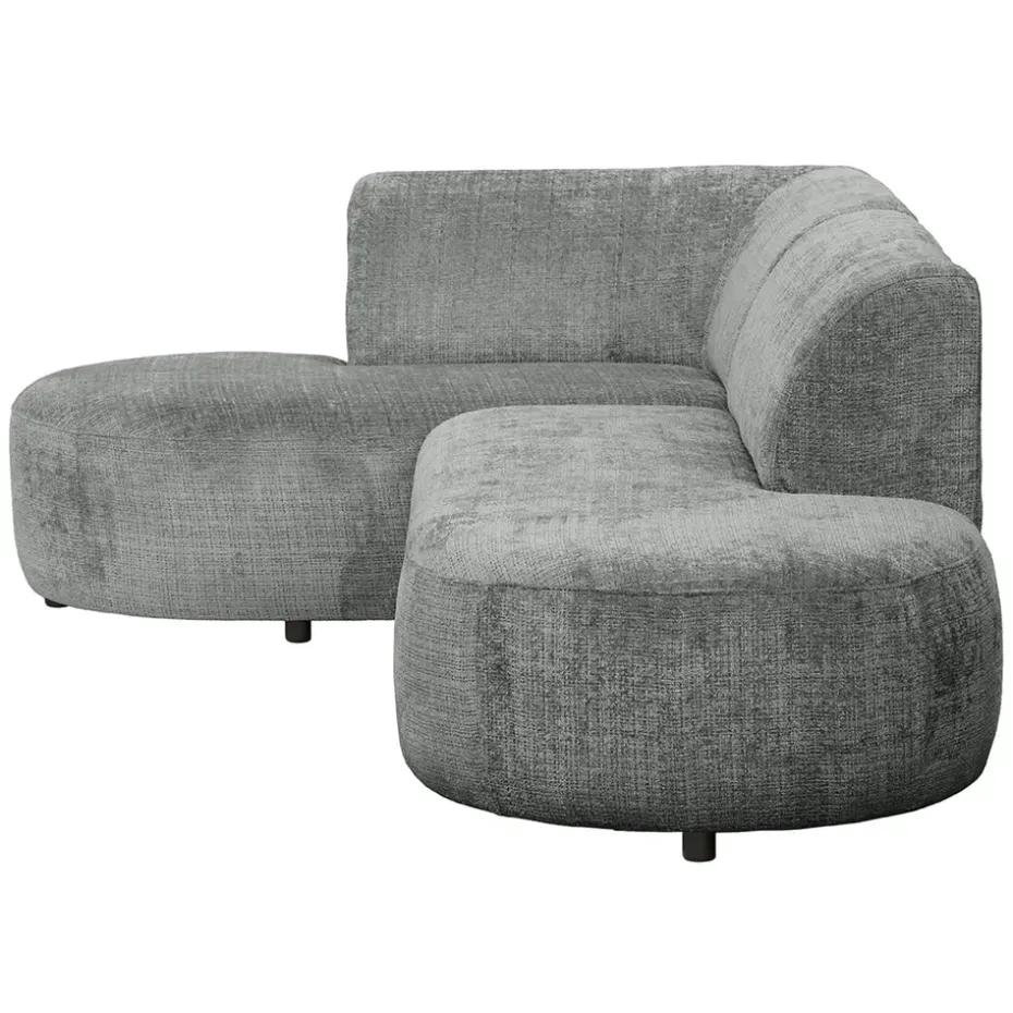 Hoekbank Luna links - stof Cremona - grijs