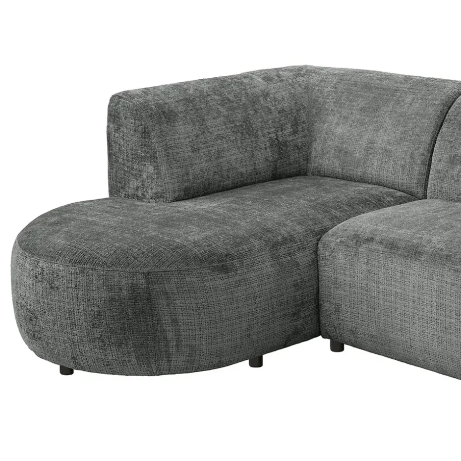 Hoekbank Luna links - stof Cremona - grijs