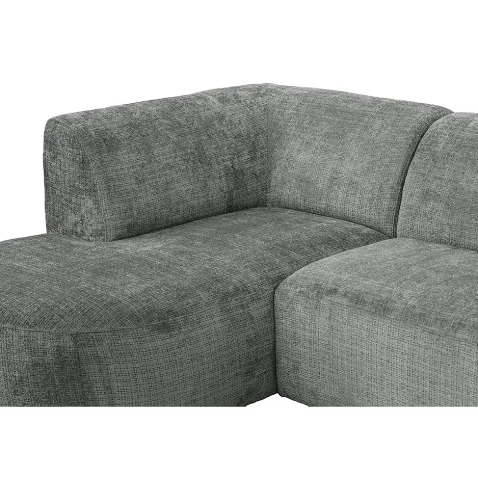 Hoekbank Luna links - stof Cremona - grijs