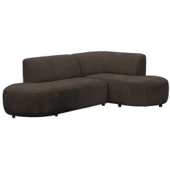 Hoekbank Luna rechts - stof Rebel - bruin