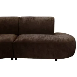 Hoekbank Luna rond - stof Rebel - bruin