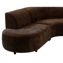 Hoekbank Luna rond - stof Rebel - bruin