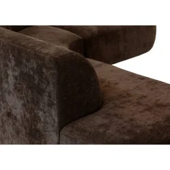 Hoekbank Luna rond - stof Rebel - bruin