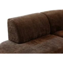 Hoekbank Luna rond - stof Rebel - bruin