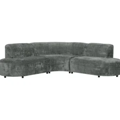 Hoekbank Luna rond - stof Cremona - grijs