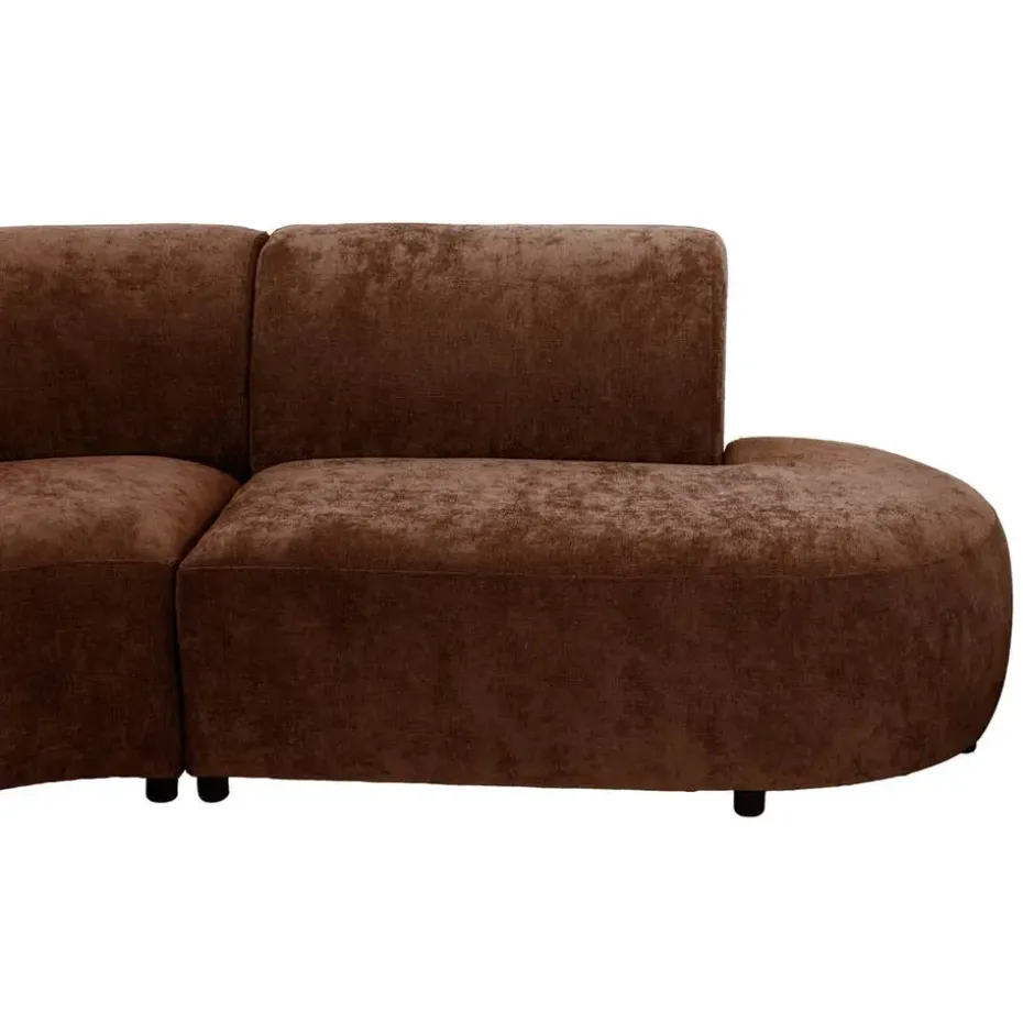 Hoekbank Luna rond - stof Rebel - terracotta