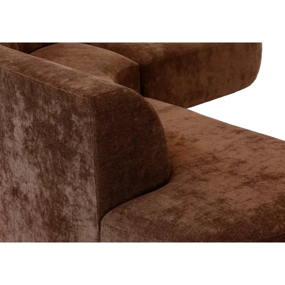 Hoekbank Luna rond - stof Rebel - terracotta