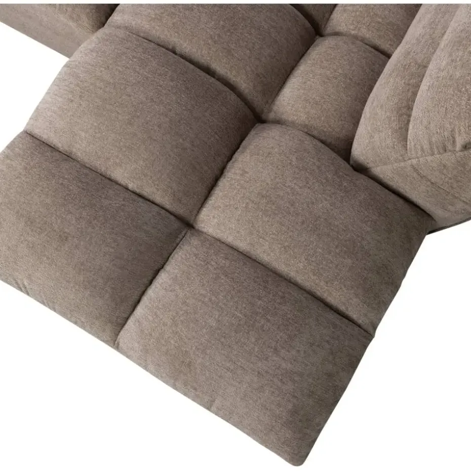 Hoekbank Tibas links - stof Raven - beige