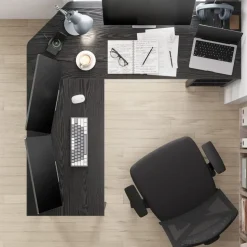 Hoekbureau - vintage - 2 legplanken - 138x76x138 cm - zwart