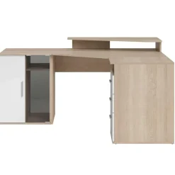 Hoekbureau Efford met opbergruimte - eik/wit