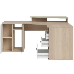 Hoekbureau Efford met opbergruimte - eik/wit