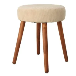 Home & Styling Bijzet krukje - creme wit - hout/stof - 45 cm