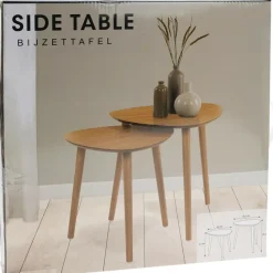 Home & Styling Bijzettafeltjes set 2x - lichtbruin - 41 en 45 cm