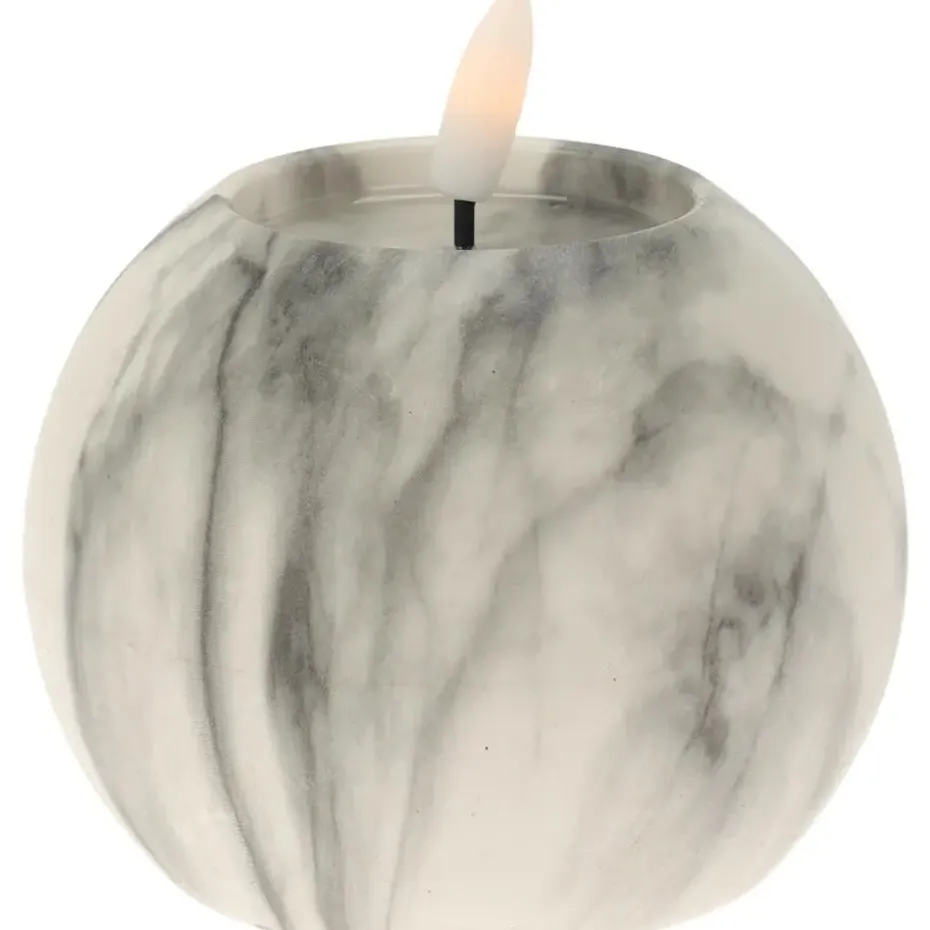 Home & Styling luxe LED bolkaars -wit/grijs marmer -D10 x H7, cm