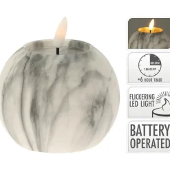 Home & Styling luxe LED bolkaars -wit/grijs marmer -D10 x H7, cm