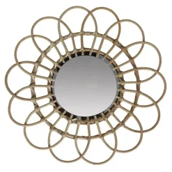 Home & Styling Ronde wandspiegel bohemian - bruin - bamboo- D45cm