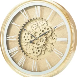 Home & Styling Wandklok/muur klok Lausanne - Dia 50 cm - goud