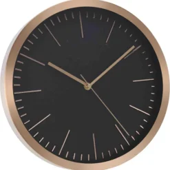Home and Styling Collection wandklok - rosegoud met zwart - 30 cm