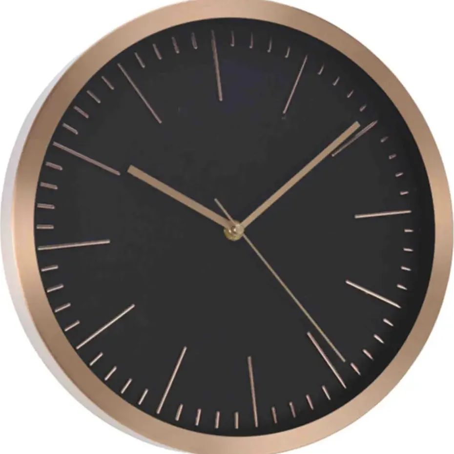 Home and Styling Collection wandklok - rosegoud met zwart - 30 cm
