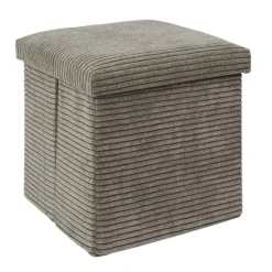 Home Deco - Poefje - opbergbox - rib - zacht taupe - 38 x 38cm