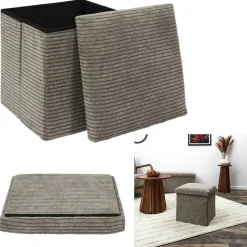 Home Deco - Poefje - opbergbox - rib - zacht taupe - 38 x 38cm
