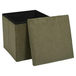 Home Deco - Poefje - opbergbox - rib - groen - 38 x 38cm
