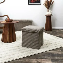 Home Deco - Poefje - opbergbox - rib - groen - 38 x 38cm