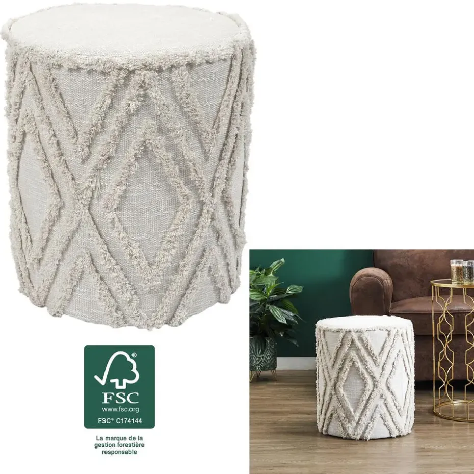 Home Deco Factory Bijzet poef Berber Mirage - MDF - 37 x 41 cm