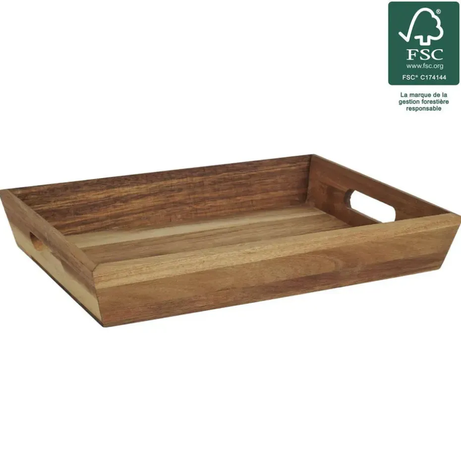 Home Deco Factory dienblad van Acacia - 32 x 23 x 5 cm - bruin