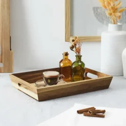 Home Deco Factory dienblad van Acacia - 32 x 23 x 5 cm - bruin