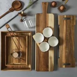 Home Deco Factory dienblad van Acacia - 32 x 23 x 5 cm - bruin