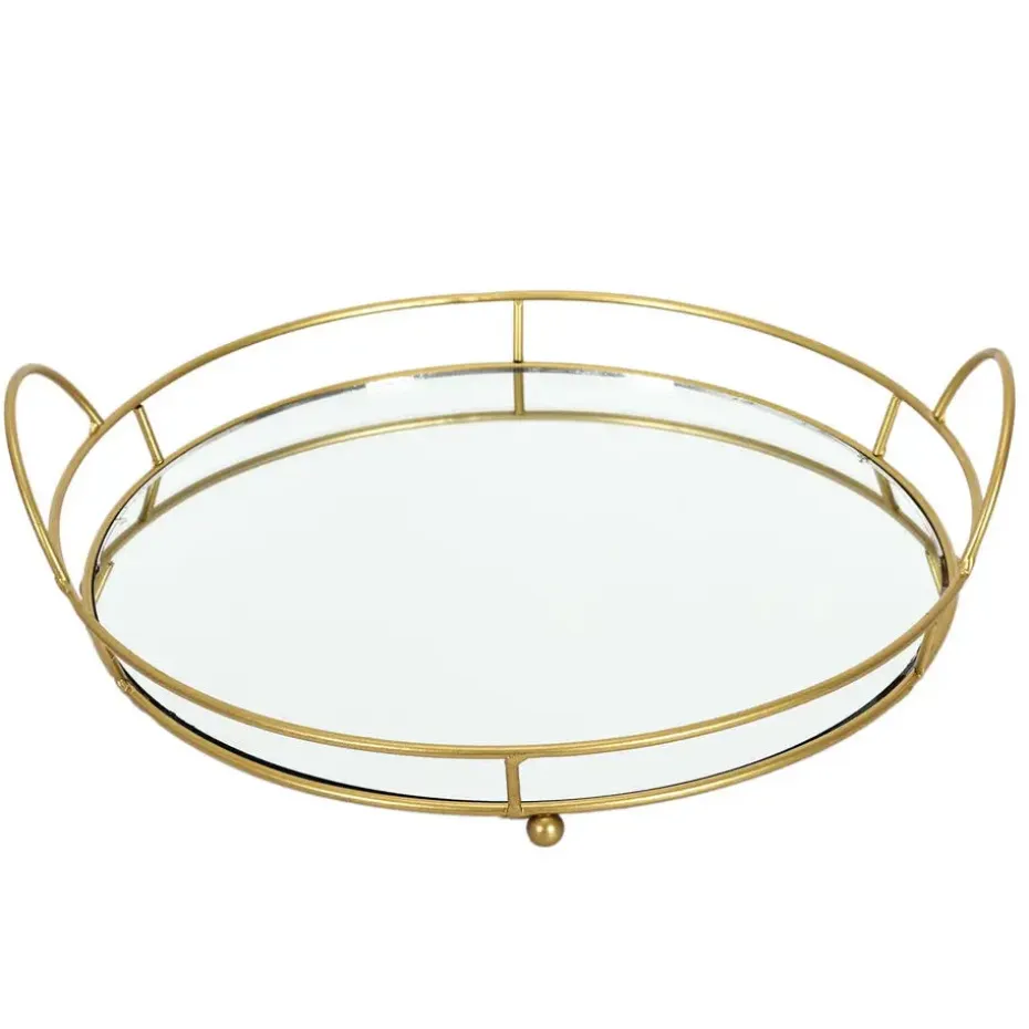 Home Deco Factory dienblad van spiegel glas - Rond - 34 x 4 cm