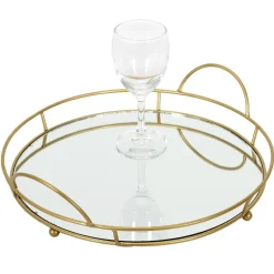 Home Deco Factory dienblad van spiegel glas - Rond - 34 x 4 cm