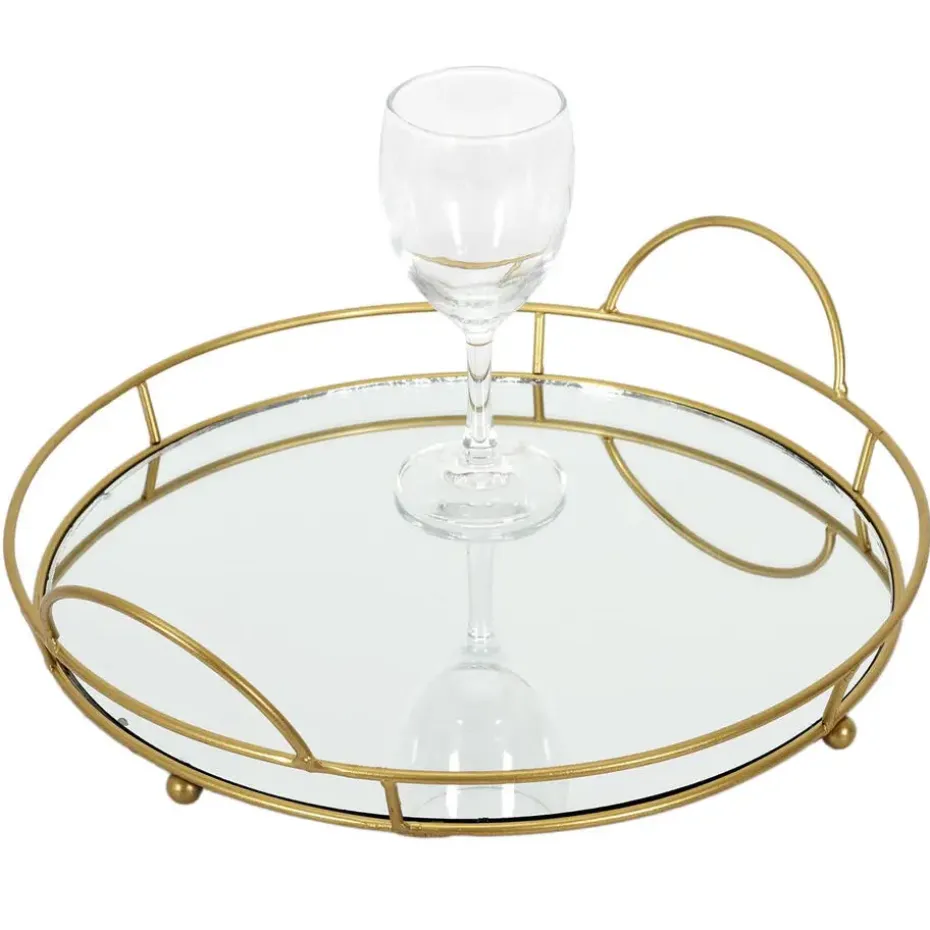 Home Deco Factory dienblad van spiegel glas - Rond - 34 x 4 cm