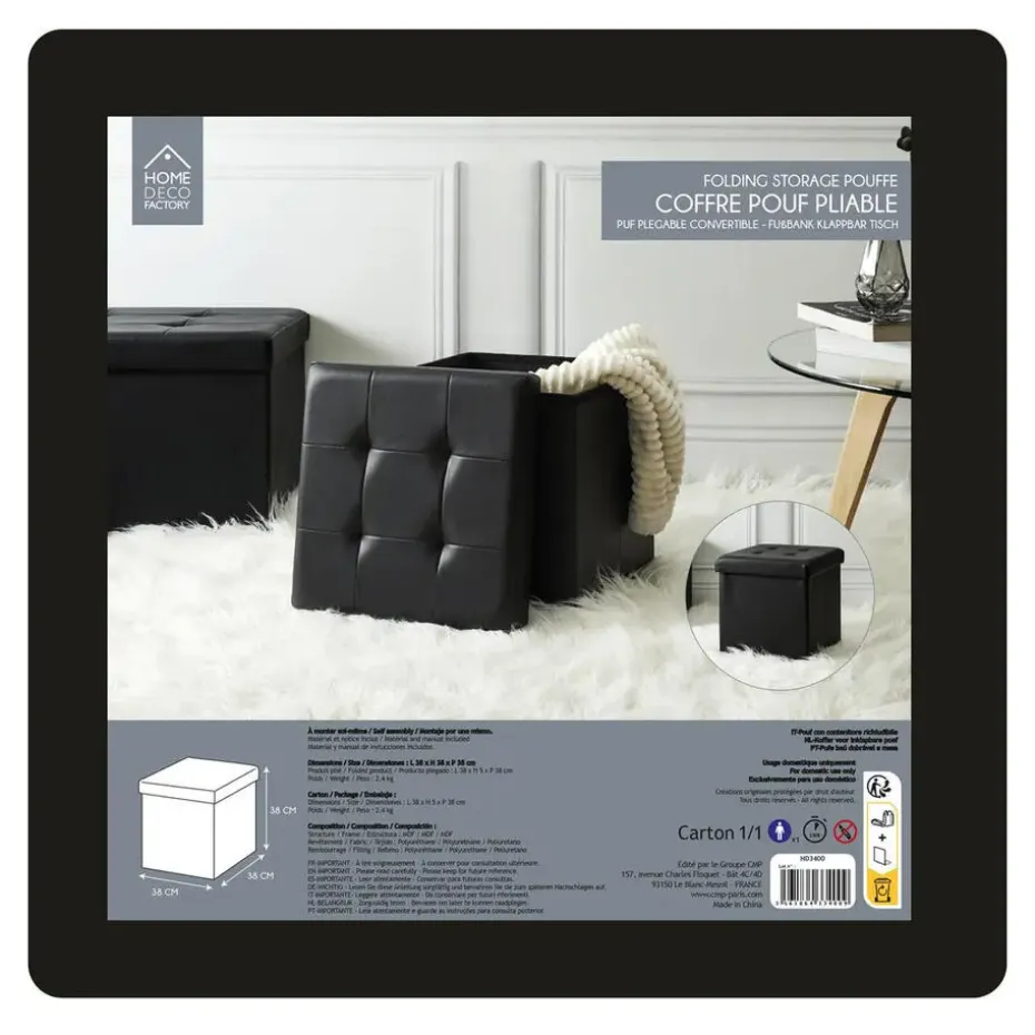 Home Deco Factory Hocker/poef Essestiel - opvouwbaar - 76 x 37 cm