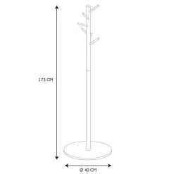 Home Deco Factory Kapstok - grijs - metaal/hout - 6 haken - 180cm