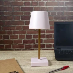 Home deco factory LED tafellamp- kunststof - roze - touch - 26 cm