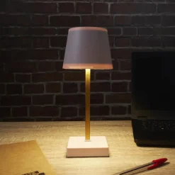 Home deco factory LED tafellamp- kunststof - roze - touch - 26 cm