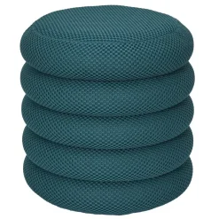 Home Deco Factory Poef/krukje - boucle - petrol - D37 x H44 cm