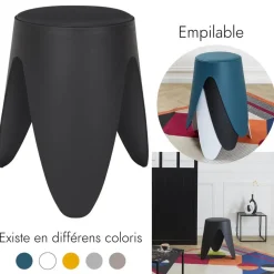 Home Deco Factory zit kruk - kunststof - zwart - 30 x 46 cm