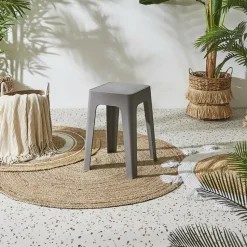 Home Deco Factory zit krukje/stoel - grijs - D34 x H47 cm