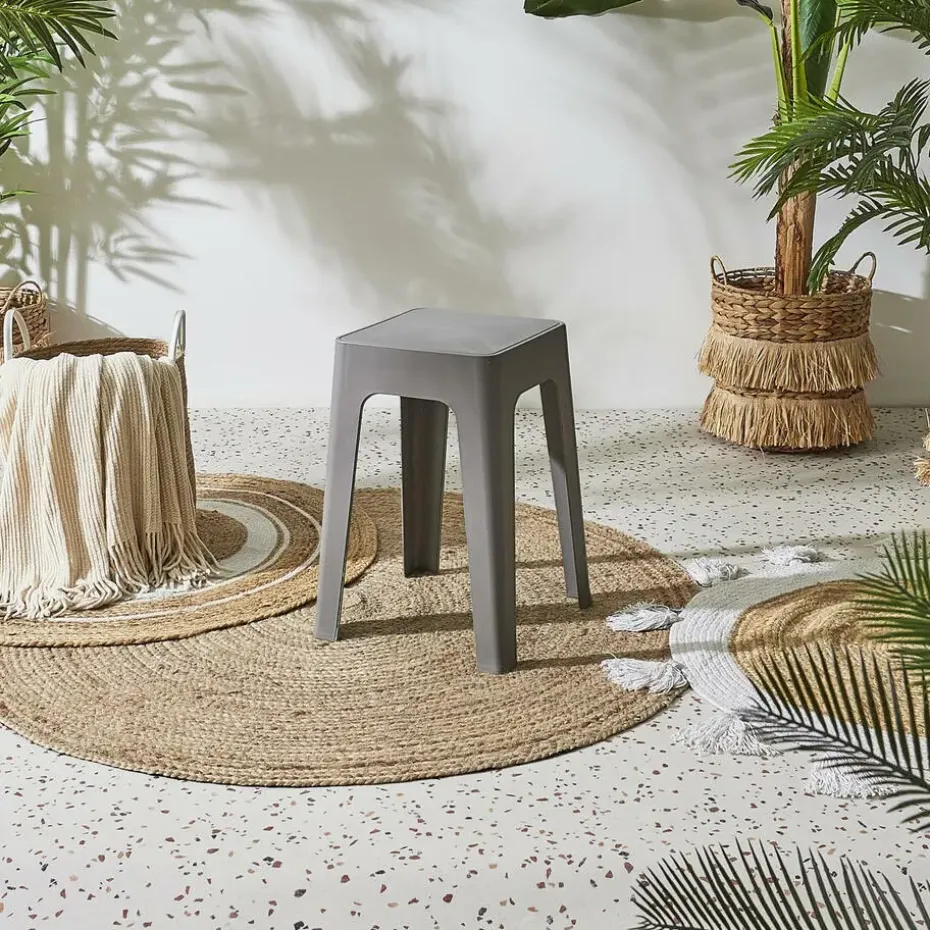 Home Deco Factory zit krukje/stoel - grijs - D34 x H47 cm