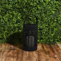 Home deco factory Zonnelantaarn tafellamp - Solar - zwart - 23 cm - kaars