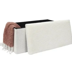 Home Deco Poef - Cocoonen - MDF/polyester - wit - 76 x 38 cm