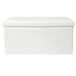 Home Deco Poef - MDF/polyester - Natuurlijk - wit - 76 x 38 cm