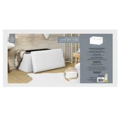 Home Deco Poef - MDF/polyester - Natuurlijk - wit - 76 x 38 cm