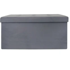 Home Deco Poef Chique - opbergbox - grijs - 76 x 38 cm