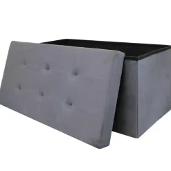 Home Deco Poef Chique - opbergbox - grijs - 76 x 38 cm